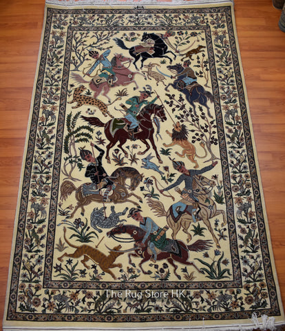 Hunting Pictorial Isfahan 4.5' x 7' - Buy Handmade Rugs Online | Carpets 